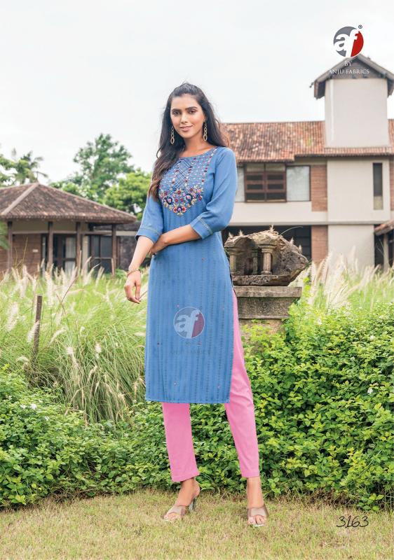 Anju Fabrics Impressive Vol 5 Viscose Rayon Fancy Kurti Wholesale Catalog