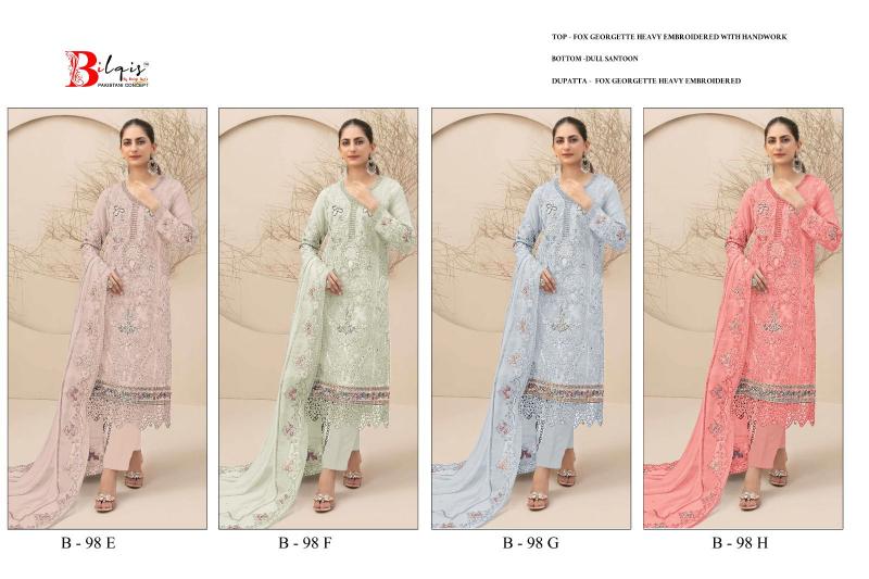 Bilqis B 98 E TO H Catalog pakistani lace suits designs