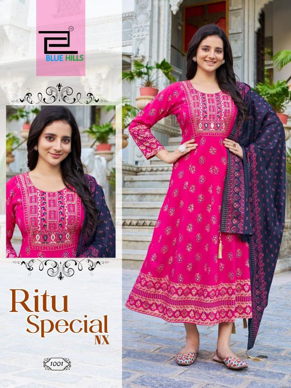 Blue Hills Ritu Special Nx Catalog Rayon Anarkali Gown cheapest kurtis wholesale online