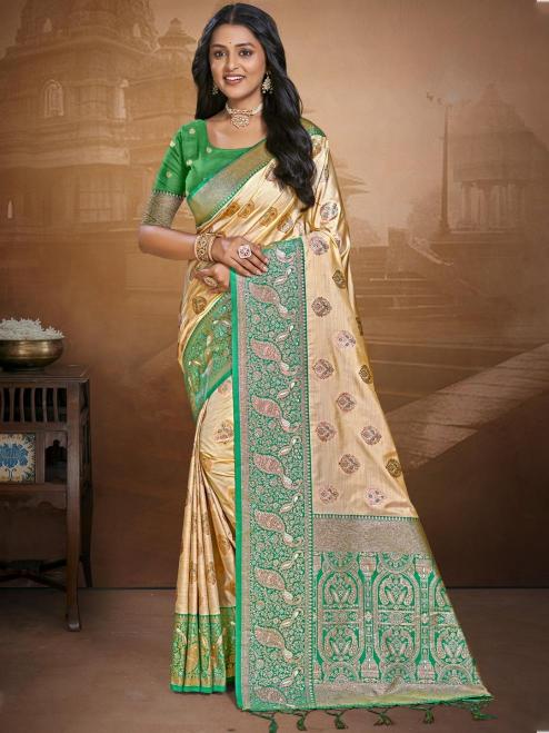 Bunawat Leela Silk golden silk saree online india