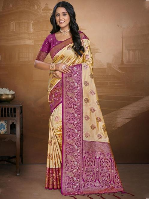 Bunawat Leela Silk golden silk saree online india