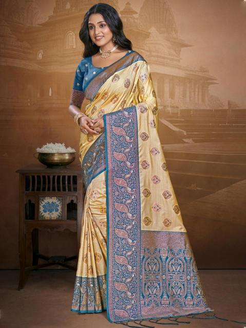 Bunawat Leela Silk golden silk saree online india