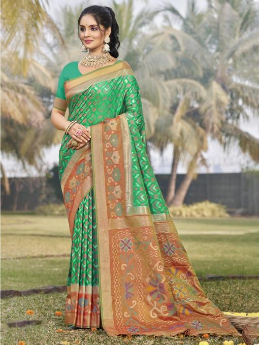 Bunawat Pochampalli Silk textile detail with saree of traditional in india