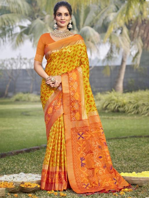 Bunawat Pochampalli Silk textile detail with saree of traditional in india