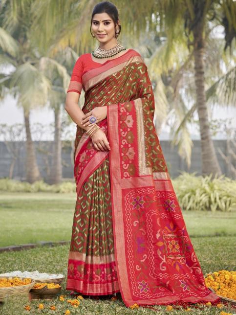 Bunawat Pochampalli Silk textile detail with saree of traditional in india