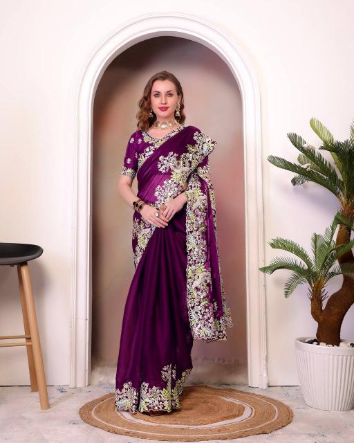 Dazira Bt 1260 Designer Embroidered Zimmy Choo Silk Saree Wholesale Catalog