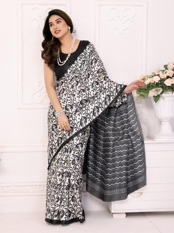 Dazira Kanak Print 1 black and white sarees online india