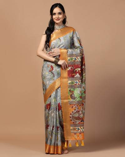 Dazira Tusser Kalamkari 1 Catalog  Fancy Printed Silk different saree draping styles in india