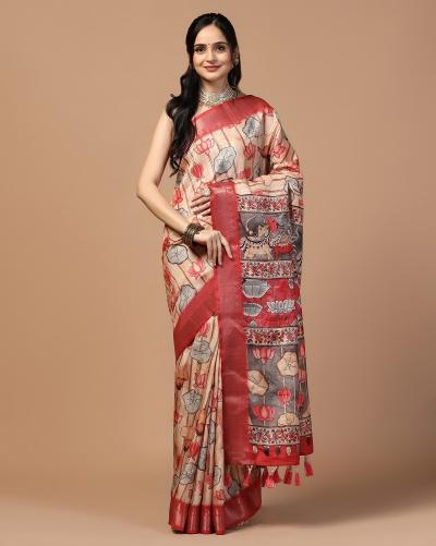 Dazira Tusser Kalamkari 1 Catalog  Fancy Printed Silk different saree draping styles in india