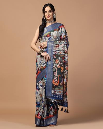 Dazira Tusser Kalamkari 1 Catalog  Fancy Printed Silk different saree draping styles in india