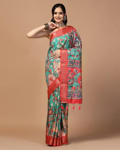 Dazira Tusser Kalamkari 1 Catalog  Fancy Printed Silk different saree draping styles in india