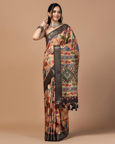 Dazira Tusser Kalamkari 1 Catalog  Fancy Printed Silk different saree draping styles in india