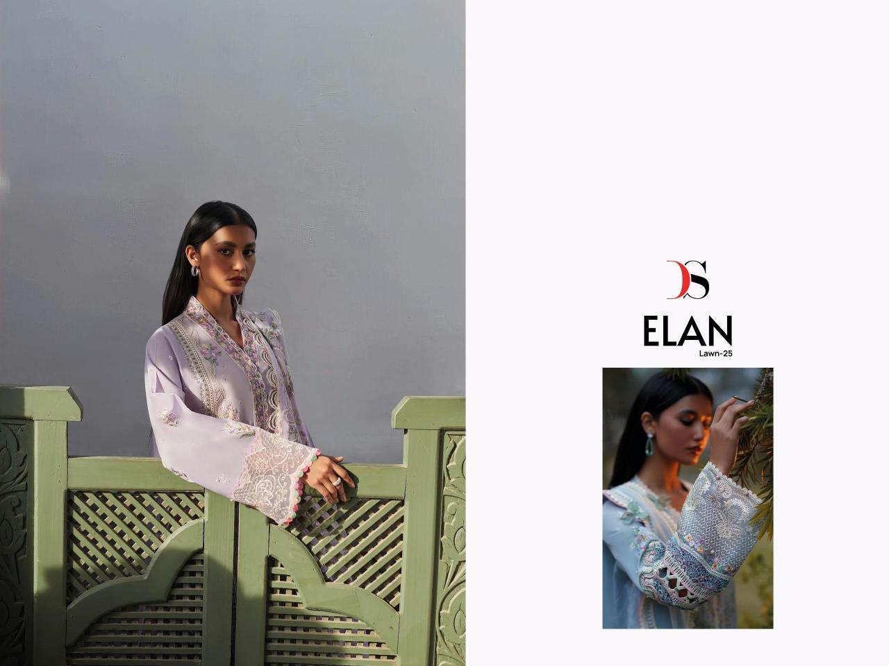 Deepsy Elan Lawn 25 Catalog suit sleeves design pakistani