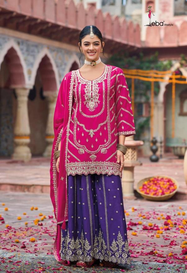 Eba Kanak Catalog Chinon Embroidered designer salwar kameez wholesalers india