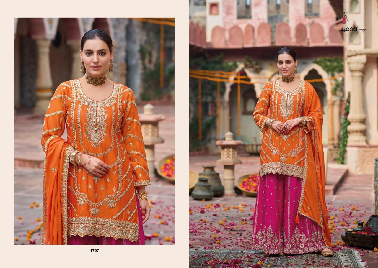 Eba Kanak Catalog Chinon Embroidered designer salwar kameez wholesalers india