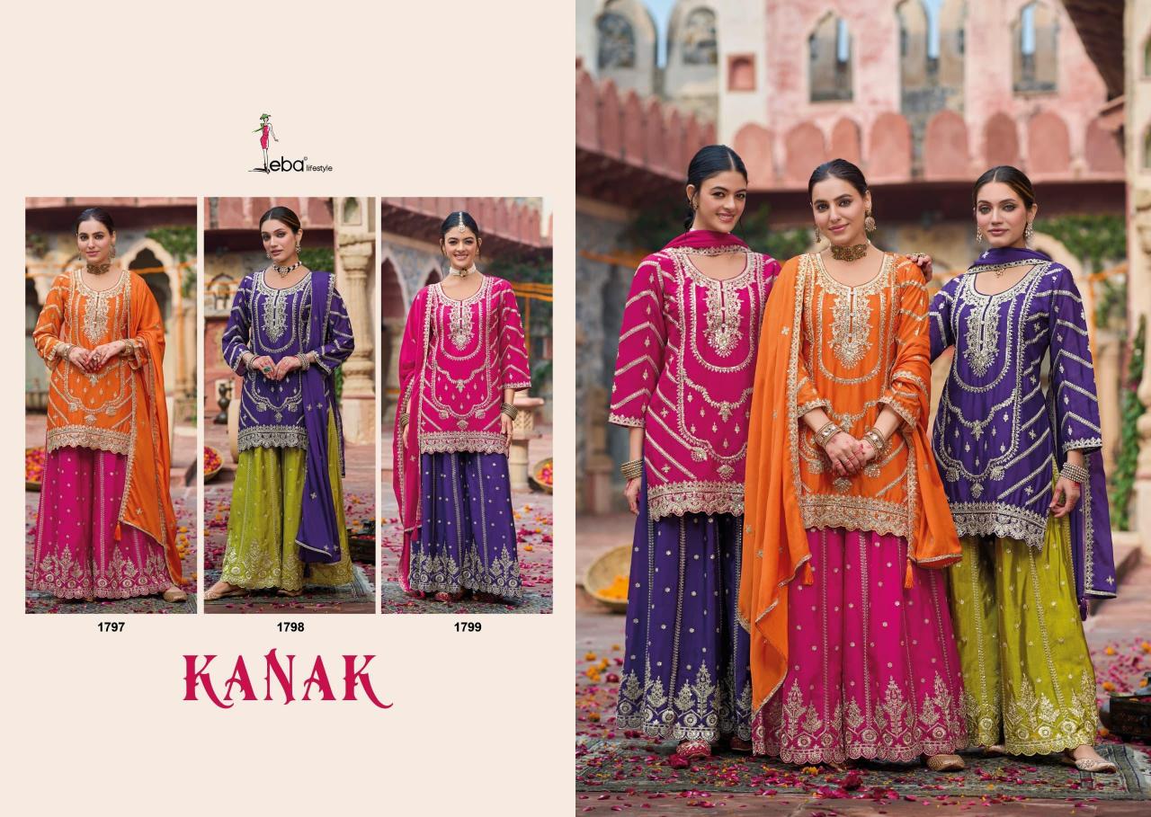 Eba Kanak Catalog Chinon Embroidered designer salwar kameez wholesalers india