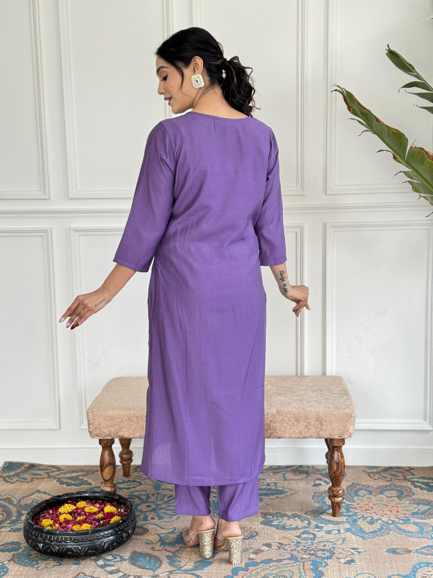 Felocity Wf 106 Lavender Chanderi kurti manufacturers in gandhi surat gujarat