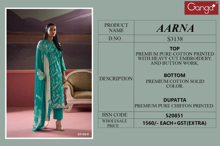 Ganga Aarna 3138 Catalog fashid wholesale pakistani suit