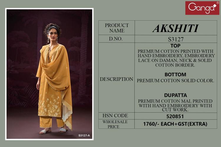 Ganga Akshiti 3127 Catalog indian salwar kameez wholesale