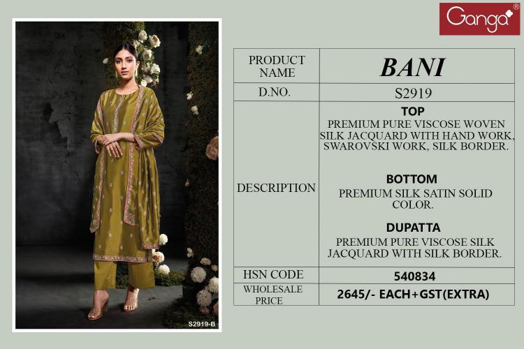 Ganga Bani 2919 ladies salwar kameez wholesalers in bangalore