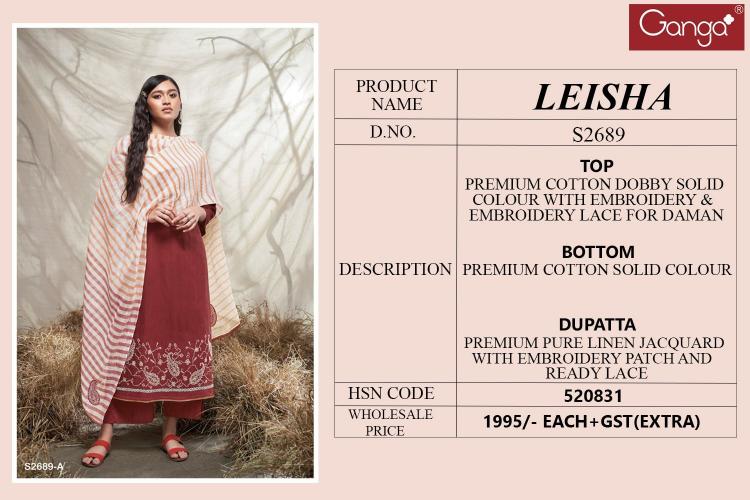 Ganga Leisha 2689 Catalog buy wholesale salwar kameez online