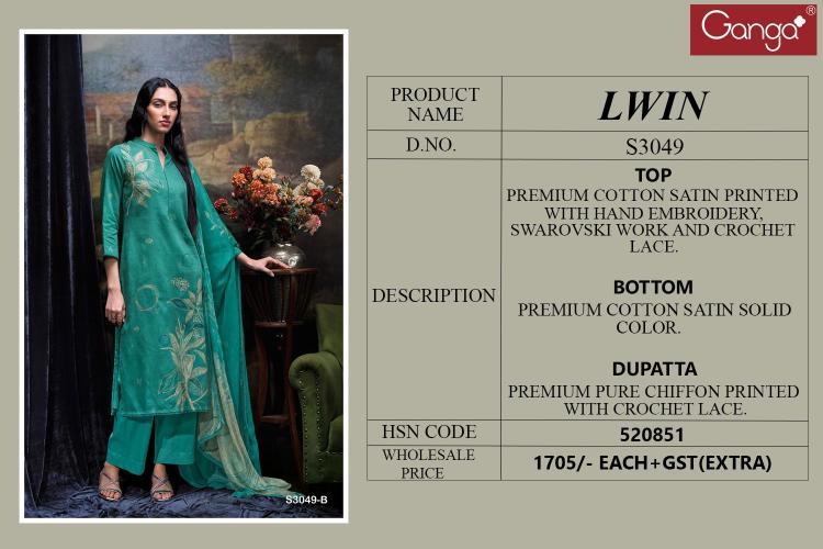 Ganga Lwin 3049 salwar kameez fabric wholesale