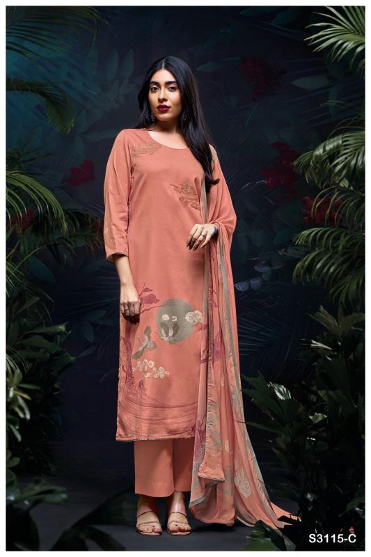 Ganga Mehal 3115 Premium Cotton Satin Salwar Kameez Wholesale Catalog