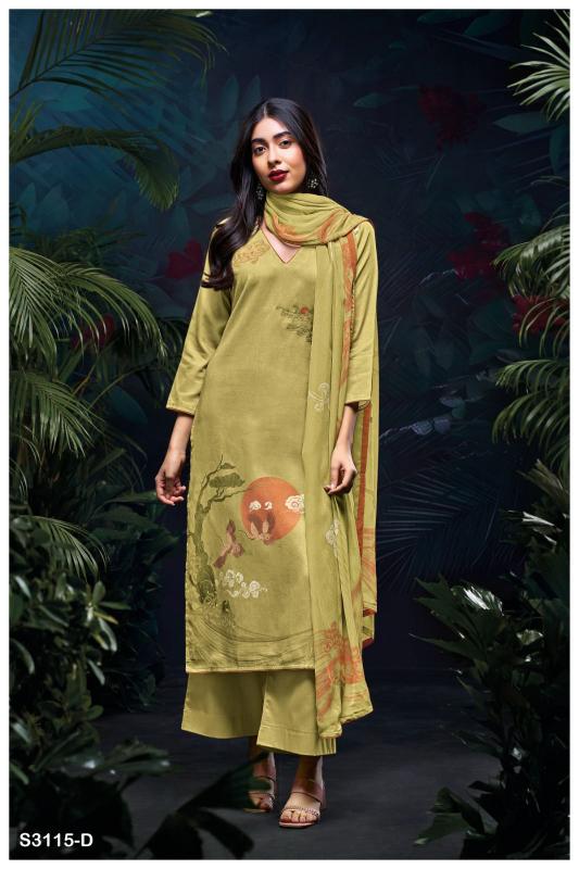 Ganga Mehal 3115 Premium Cotton Satin Salwar Kameez Wholesale Catalog