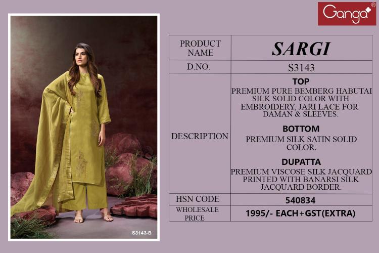 Ganga Sargi 3143 Catalog salwar kameez wholesale surat gujarat