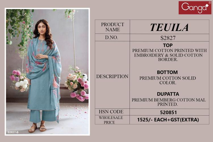 Ganga Teuila 2827 Catalog dubai salwar kameez wholesalers