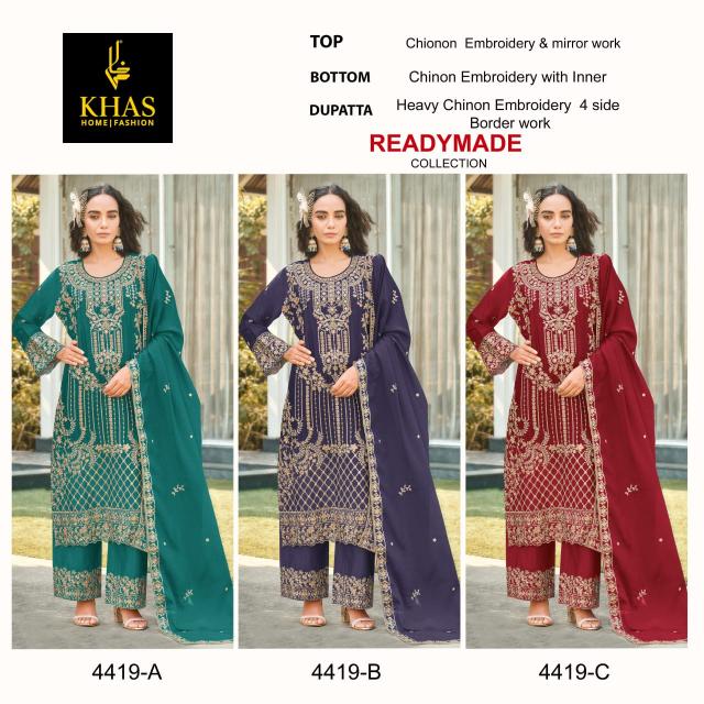 Khas 4419 Chinon Embroidered pakistani readymade suits uk