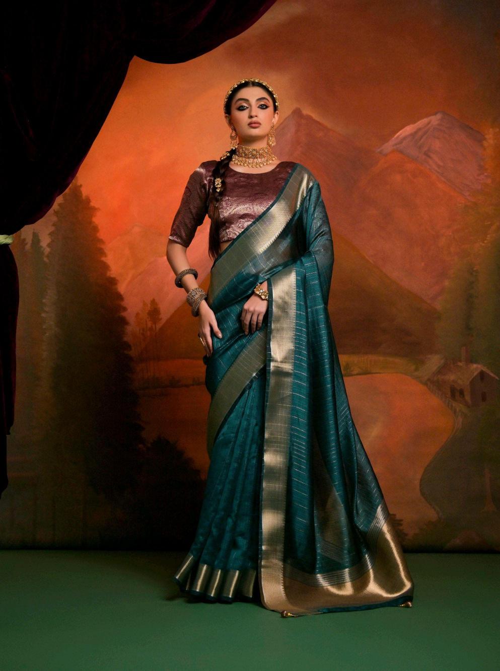 Kira Kanak Moss Silk fancy sarees online shopping in india