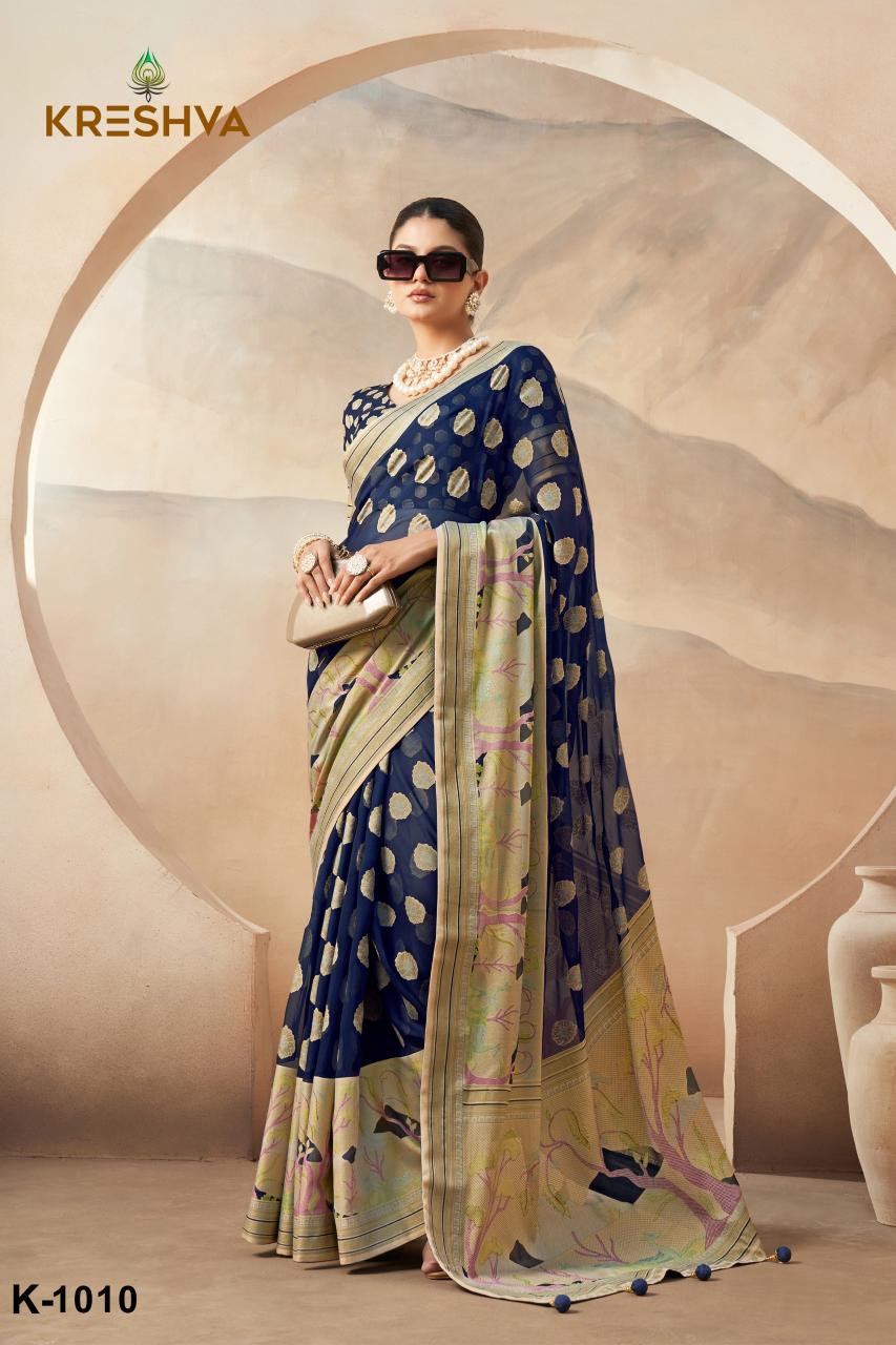 Kreshva Ahiliya Pv georgette saree india