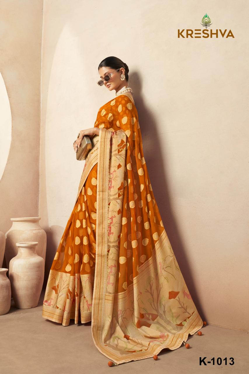 Kreshva Ahiliya Pv georgette saree india