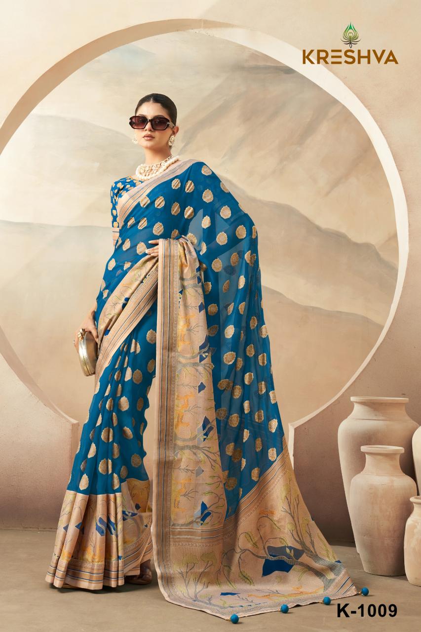 Kreshva Ahiliya Pv georgette saree india