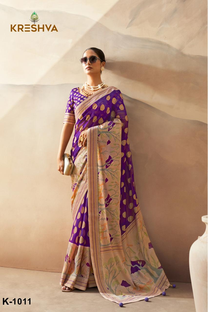 Kreshva Ahiliya Pv georgette saree india