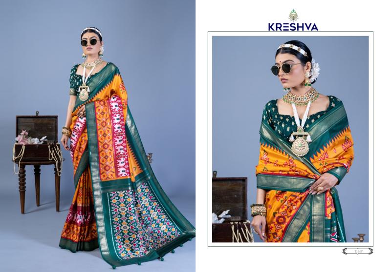 Kreshva Nandi Pv Silk Printed Fancy Saree Wholesale Catalog