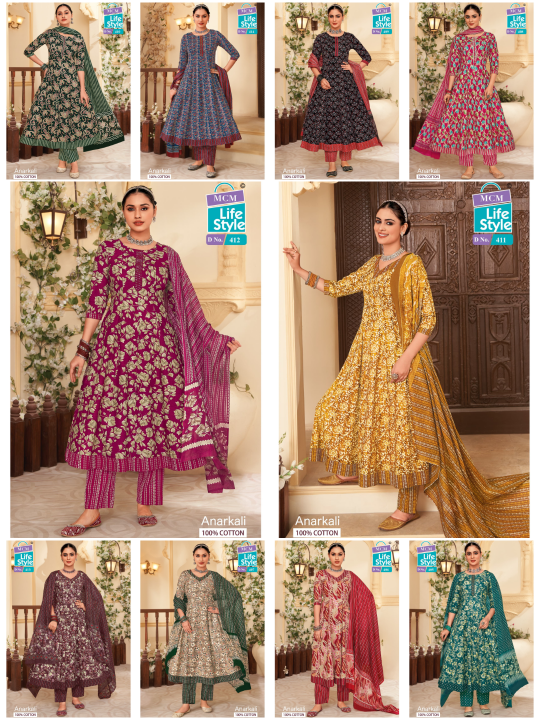 MCM Anarkali Vol-4 – Anarkali Style Kurti With Pant Dupatta - Wholesale Catalog