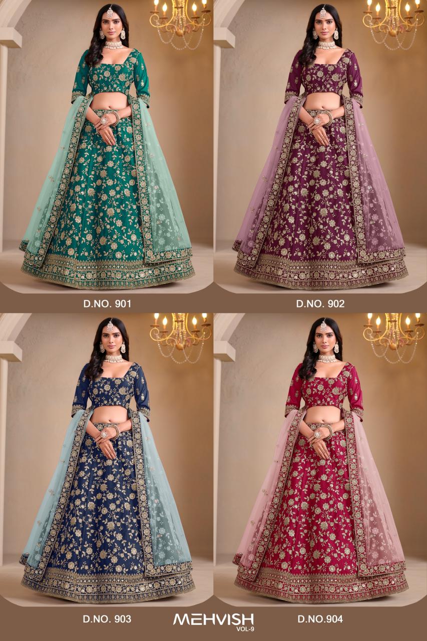 Mehvish Vol 9 Catalog Art Silk Designer wholesale lehenga supplier in delhi