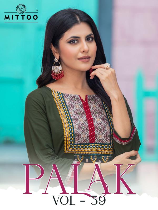 Mittoo Palak Vol 39 Catalog Kurti Heavy Rayon Wholesale 