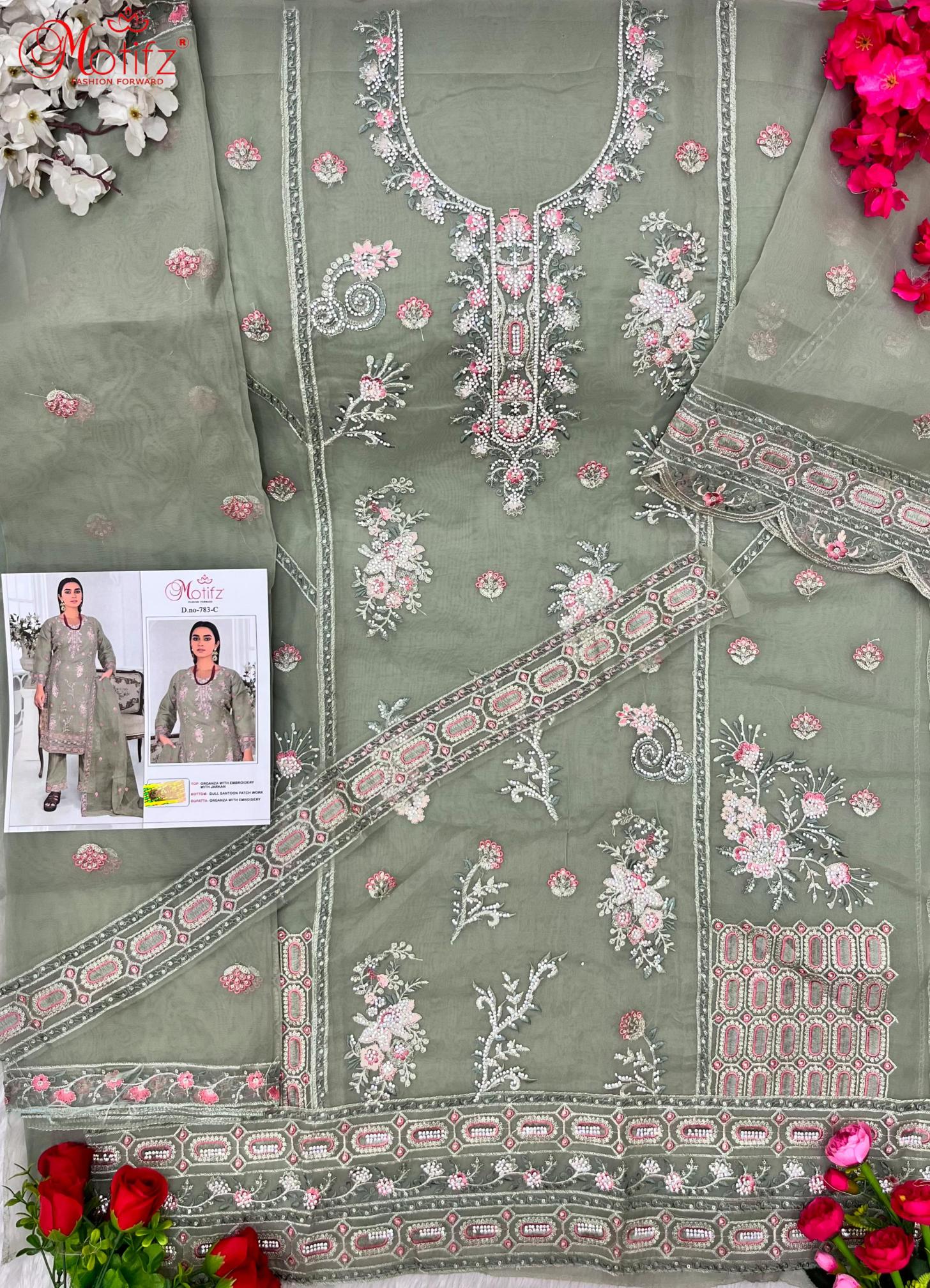 Motifz 783 Organza pakistani punjabi suits online