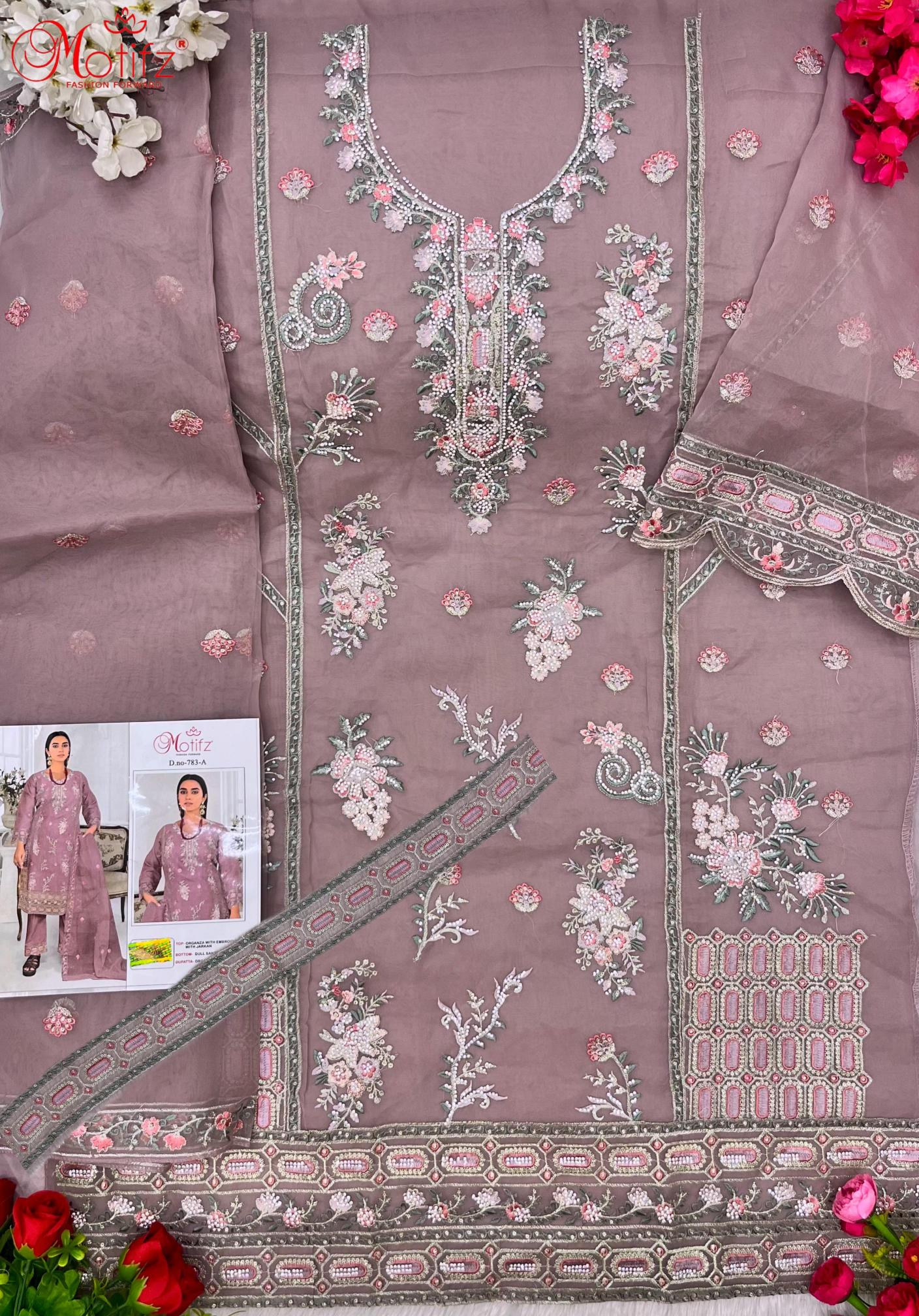 Motifz 783 Organza pakistani punjabi suits online