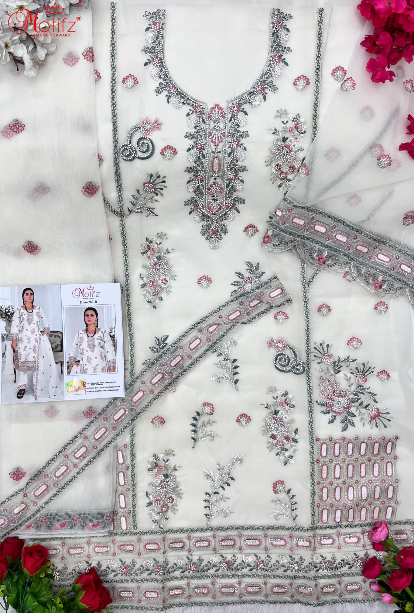 Motifz 783 Organza pakistani punjabi suits online