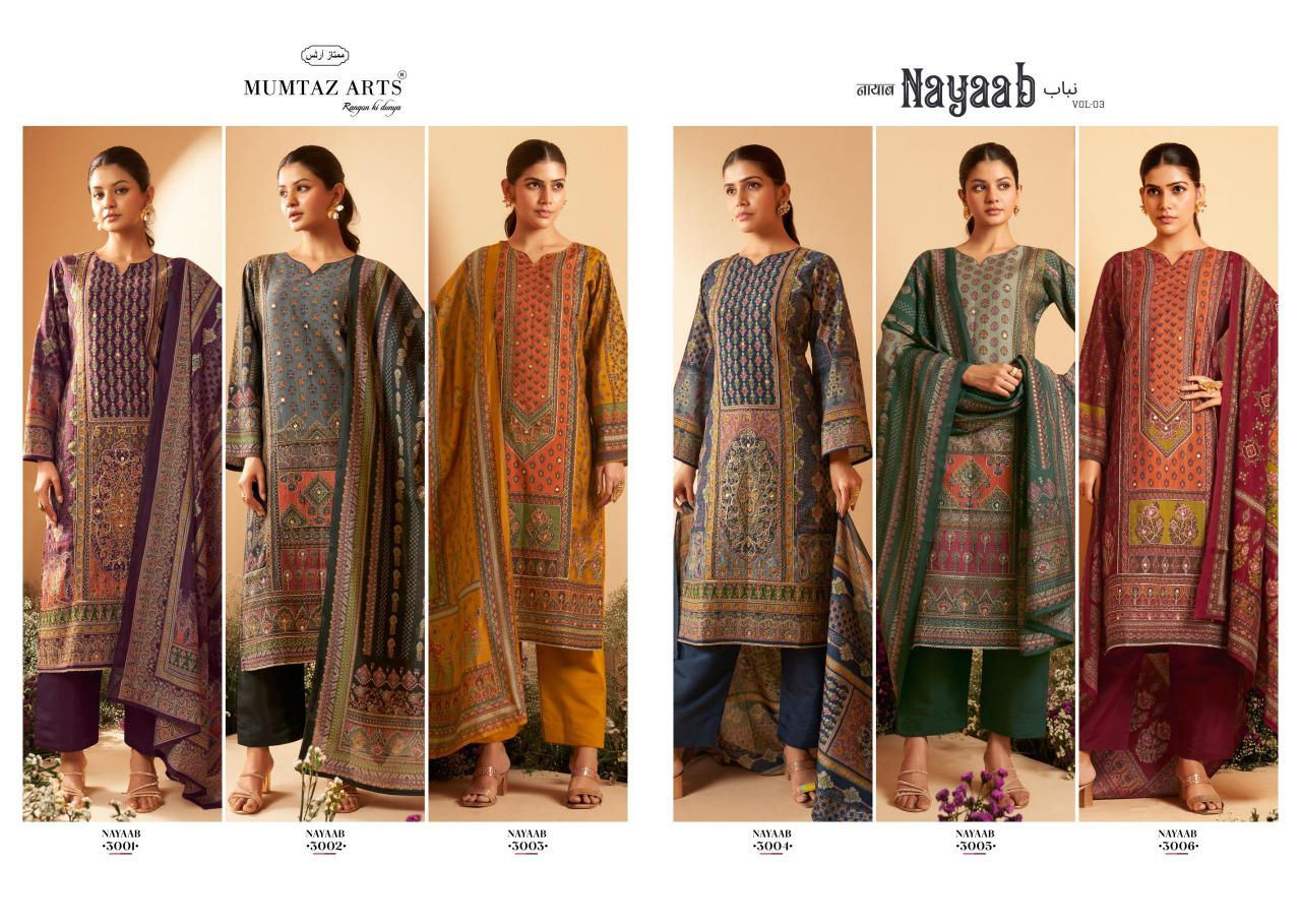 Mumtaz Arts NAYAAB Vol 3 dress material manufacturers wholesalers jetpur