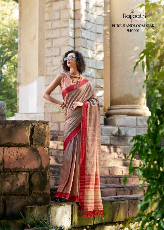 Rajpath Redbull Handloom Fancy Saree brand in india