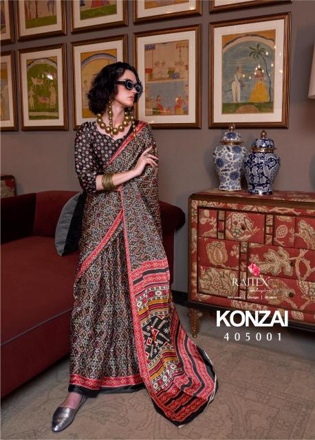 Rajtex Konzai Patola Printed satin crepe saree online india