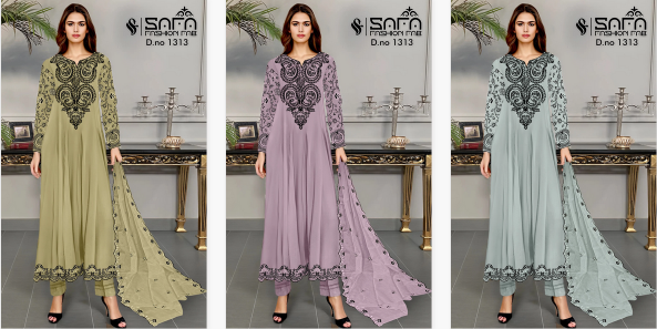 Safa Fashion Fab 1313 Catalog Light Colours Ready Made Pakistani Suit in surat