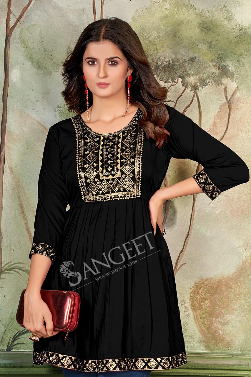 Sangeet Aashini Rayon Embroidered Short Kurti online india latest stylish