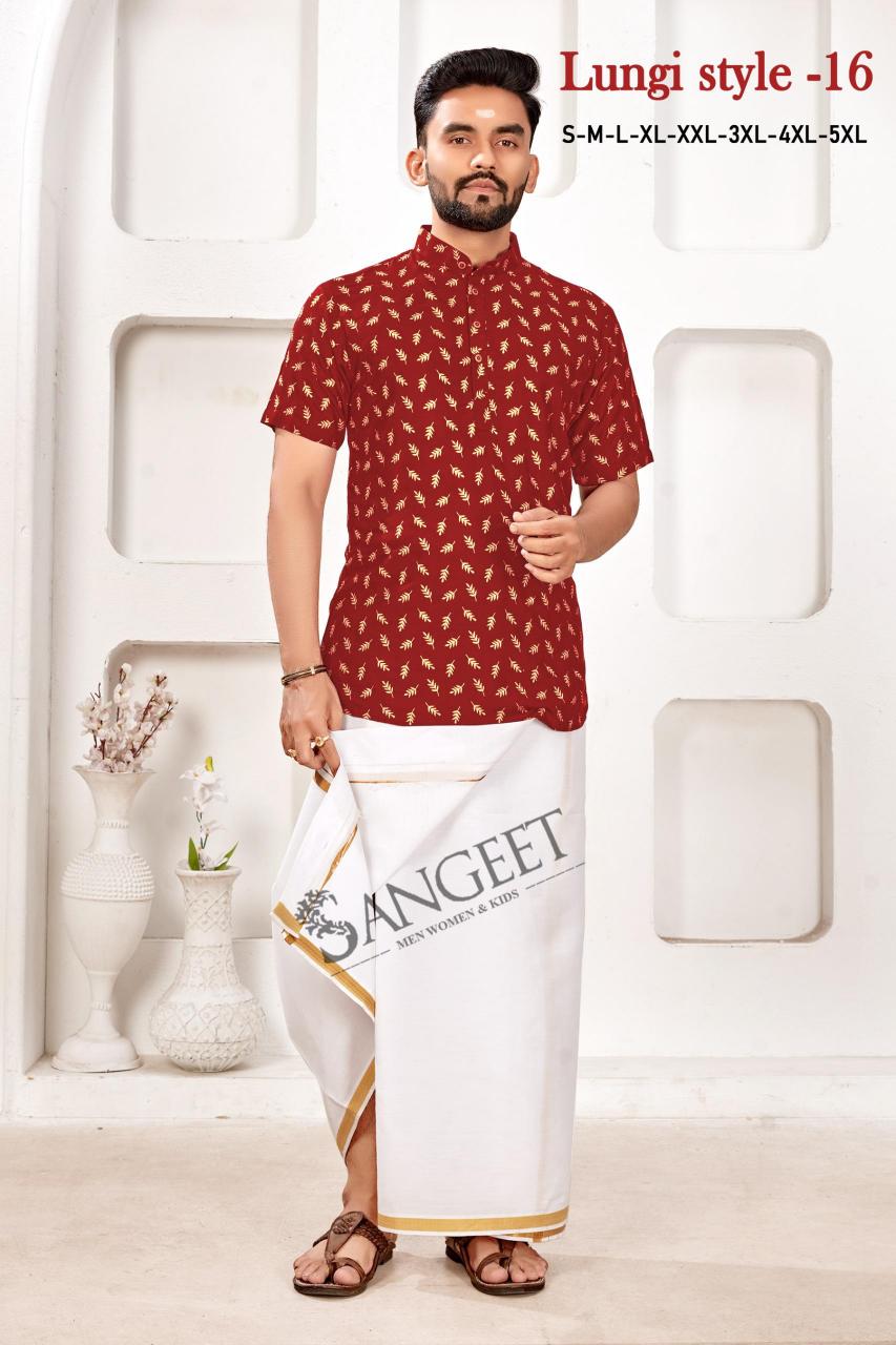 Sangeet Lungi Style Vol 16 printed mens shirts uk