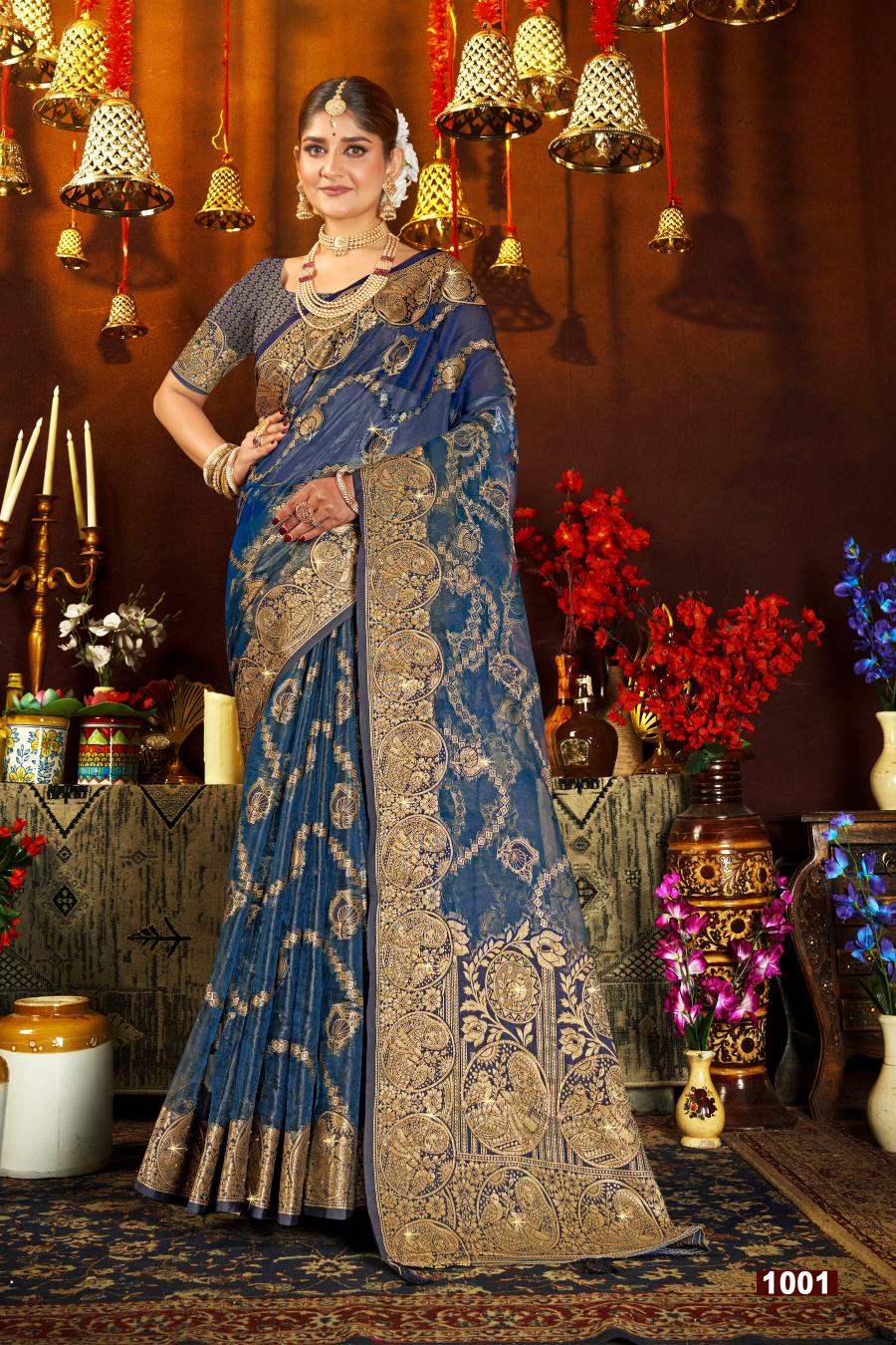 Saroj Bebo Swarovski vol.1 soft tissue organza silk  saree in surat with price wholesale